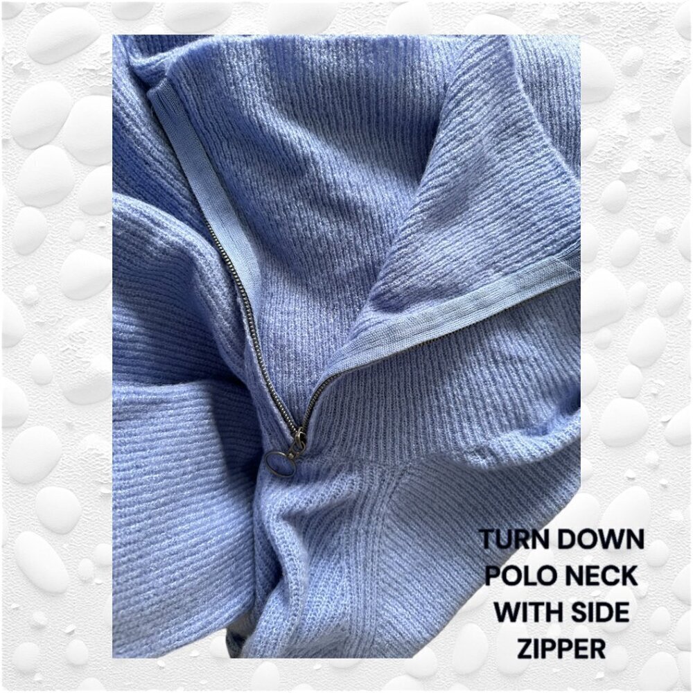 TRIBEKKA 44 PLUS SIZES - COZY BABY BLUE POLO WITH ZIPPER - NWT - Picture 5 of 5